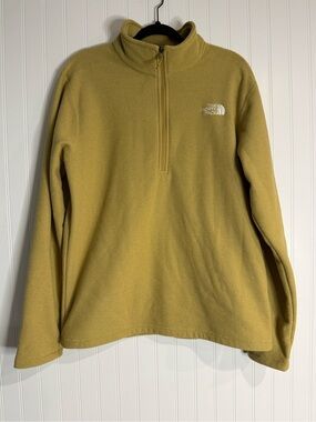The North Face Mustard Quarter Zip Textured Fleece Pullover